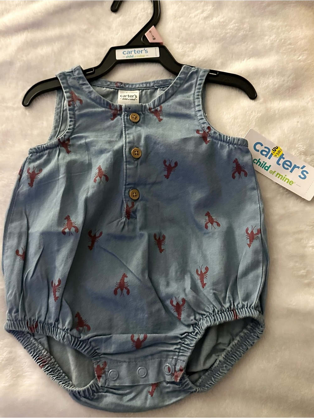 Carter's Light Blue Lobster Print Bubble Romper